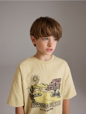Tricou oversized cu imprimeu - crem