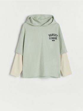 Tricou oversized cu maneca lunga - verde-menta