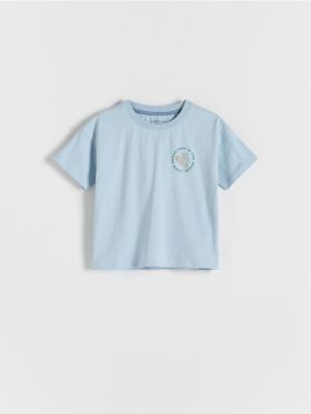 Tricou oversized cu imprimeu - albastru