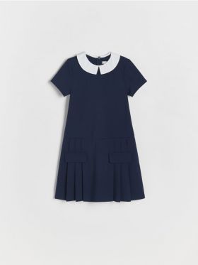 Rochie plisata in partea de jos - bleumarin
