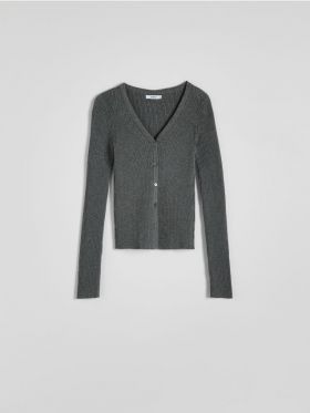 Cardigan cu amestec de lana - gri-neutru