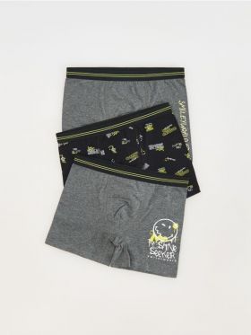 Set de 3 boxeri Smiley - negru