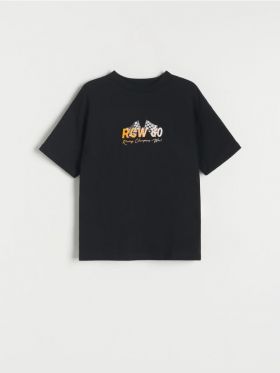 Tricou oversized cu imprimeu - negru
