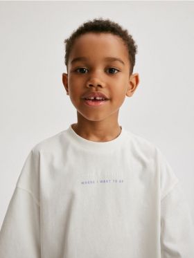 Tricou oversized cu imprimeu - crem