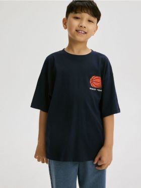 Tricou oversized cu imprimeu - negru