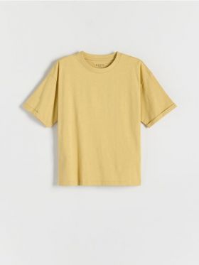 Tricou oversized cu imprimeu - galben-pal