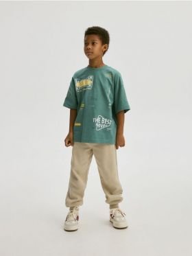 Tricou oversized cu imprimeu - verde