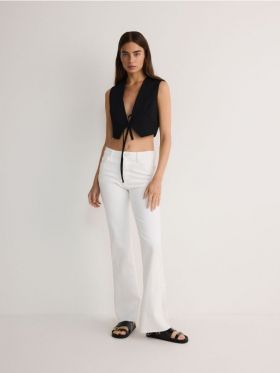 Blugi flare high waist - alb