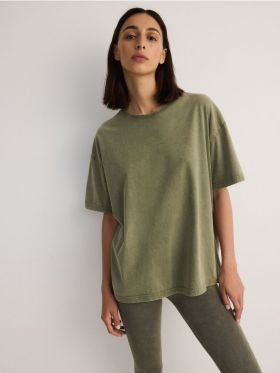 T-shirt oversize - verde-oliv deschis