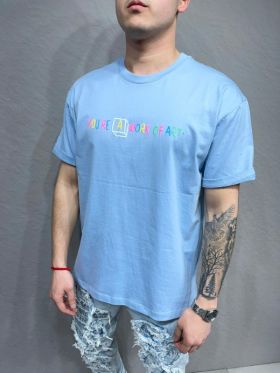 Tricou de bărbați, Slim Fit, Bleu cu imprimeu - TR1012