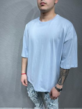 Tricou de bărbați, Slim Fit, Gri cu guler rotund - TR1018