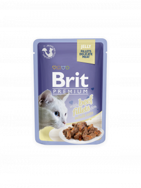 Hrana umeda pentru pisici Brit Premium cu muschi de vita in aspic 85g