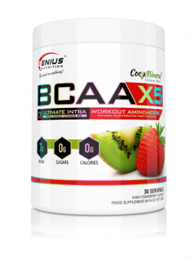 Aminoacizi pudra cu aroma de kiwi si capsuni BCAA-X5, 360g, Genius Nutrition