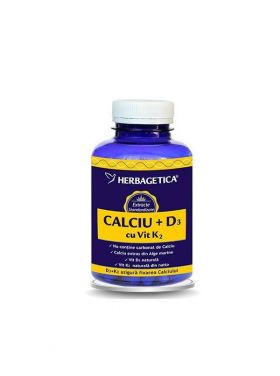 CALCIU + D3 + VITAMINA K2, Herbagetica 120 capsule