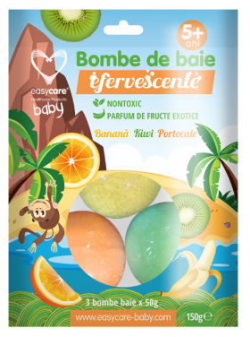 BOMBE DE BAIE COPII FRUCTE EXOTICE 3 BUCATI 150G - EASY CARE BABY