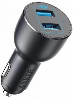 Incarcator auto Anker Auto PowerDrive III, 2x USB, QC 3.0, 36W, Black