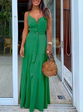 Rochie lunga de vara A2773 verde L