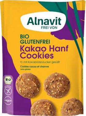 Biscuiti cu seminte de canepa si cacao, fara gluten, eco-bio, 125g - Alnavit