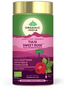 Ceai Tulsi Trandafir Dulce Antistres, 100g, Organic India