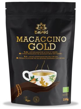 Bautura instant functionala bio vegana Macaccino Gold, 250g, Iswari