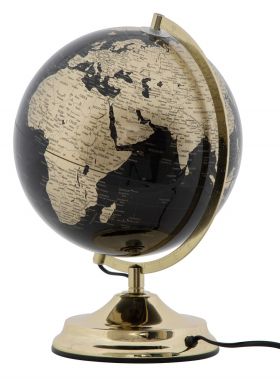 Decoratiune luminoasa Globe Globe, Mauro Ferretti, Ø25x38 cm, 1 x 40W, negru/auriu