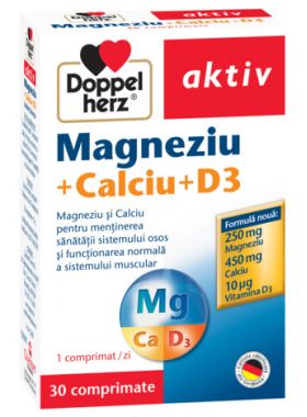 DOPPELHERZ AKTIV MAGNEZIU + CALCIU + VITAMINA D3 30 COMPRIMATE