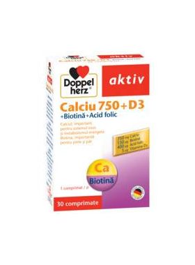 DOPPEL AKTIV CALCIU 750mg + D3 + BIOTIN 30cpr, Doppelherz