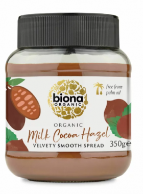 Crema de ciocolata cu lapte si alune de padure, eco-bio, 350g - Biona