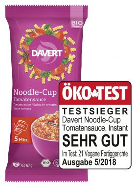 Noodle cup cu sos de rosii eco-bio 67g, DAVERT