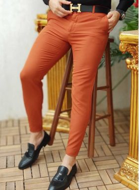 Pantaloni Slim Fit, caramizii, elastici, conici - PN338