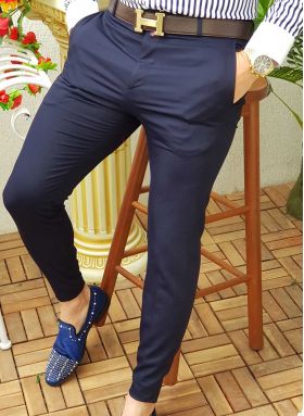 Pantaloni de barbati, Slim Fit, bleumarin, conici - PN268