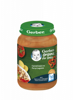 Cartofi dulci cu pui si legume +10 luni, 190g, Gerber