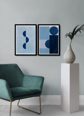 Set 2 tablouri decorative, Alpha Wall, Blue Abstract, 36x51 cm