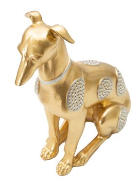 Decoratiune, Mauro Ferretti, Sit Dog, 19.8 x 10 x 29 cm, polirasina, auriu