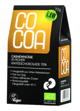 Caju in Ciocolata cu Cafea, eco-bio, 70g - Cocoa