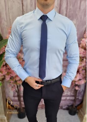 Cămașă bleu de bărbați, Slim Fit - CR137