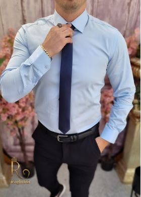 Cămașă bleu de bărbați, Slim Fit - CR137