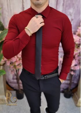 Cămașă visinie de bărbați, Slim Fit - CR126