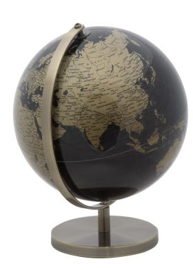 Decoratiune Globe, Mauro Ferretti, 25x25x34 cm, plastic, negru/auriu