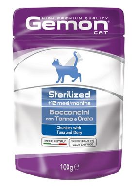 Hrană umedă Gemon Cat 100g Steril, Ton/Cod