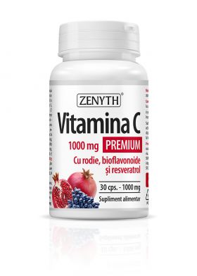 Vitamina C Premium cu rodie bioflavonoide si resveratrol, 30 capsule, Zenyth