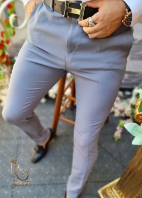 Pantaloni eleganți de bărbați, Gri, Slim Fit, Conici si elastici - PN532