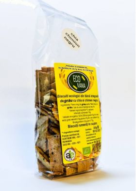 Biscuiti integrali cu chia si chimen negru, eco-bio, 200g - Ecomania