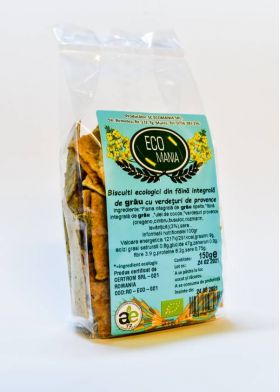 BISCUITI INTEGRALI CU VERDETURI PROVENSE Eco-Bio 150G - ECOMANIA