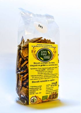 Biscuiti integrali cu seminte de in, eco-bio, 200g - Ecomania