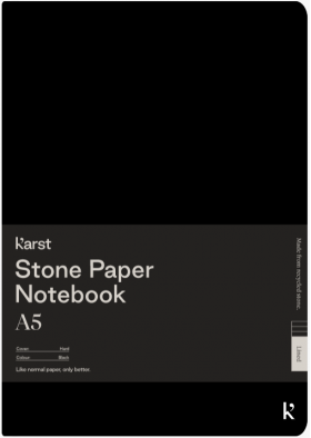 Carnet A5 - Stone Paper - Hardcover, Lined - Black | Karst