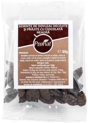 Seminte de dovleac decojite si prajite, cu ciocolata neagra, 30g Pronat