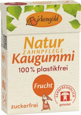 Guma de mestecat cu xylitol pentru ingrijirea dintilor, cu fructe, 28g - Birkengold