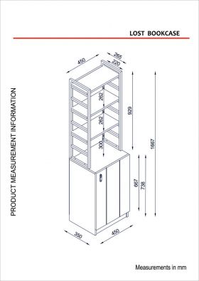 Biblioteca, Tera Home, Lost 804TRH3603, 45 x 166.7 x 35 cm, pal melaminat, nuc