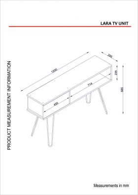 Comoda TV, Furny Home, Lara, 120x68.5x29.5 cm, Alb